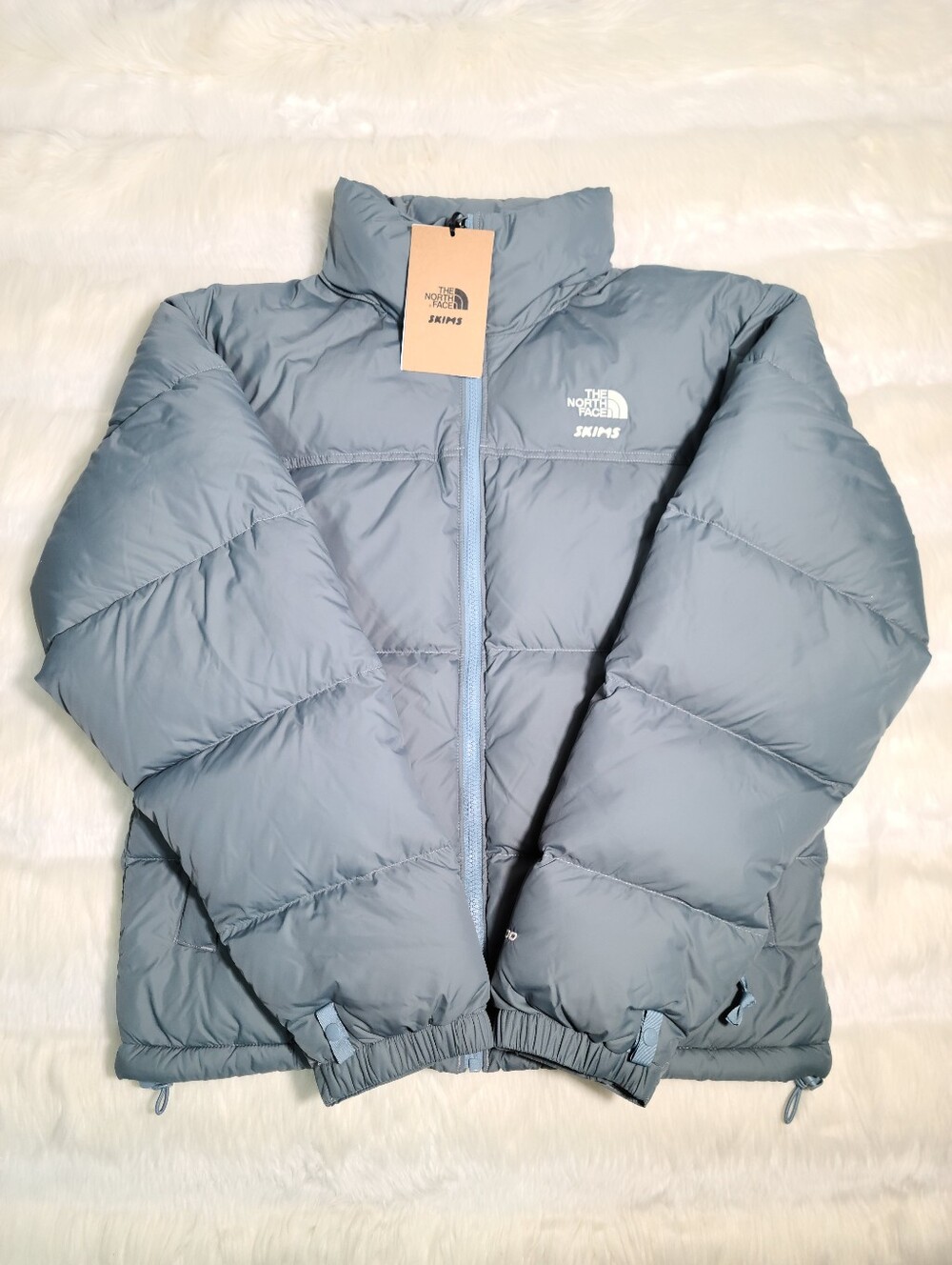 The North Face TNF x SKIMS 1996 Retro Nuptse Jacket Blue Kyanite Women XS NEW